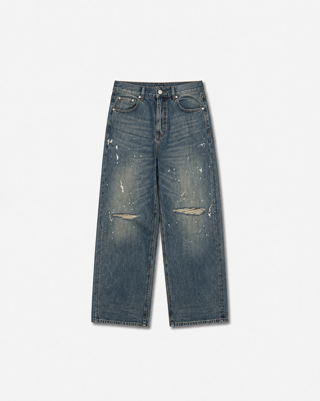 Distressed Paint Splatter Denim