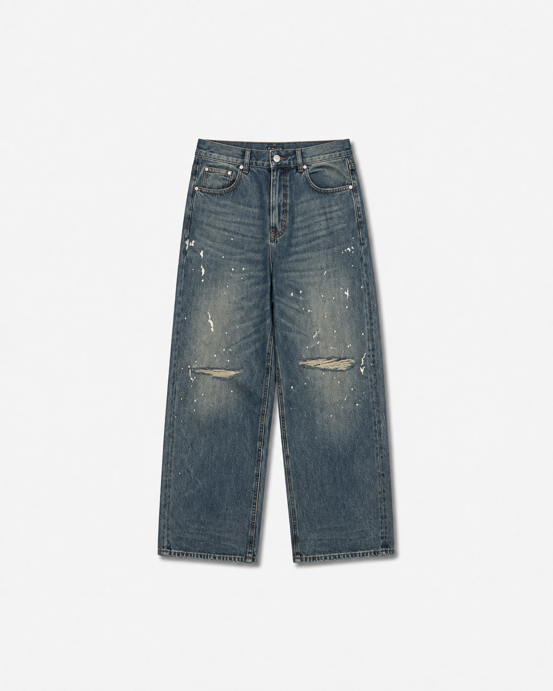 Distressed Paint Splatter Denim