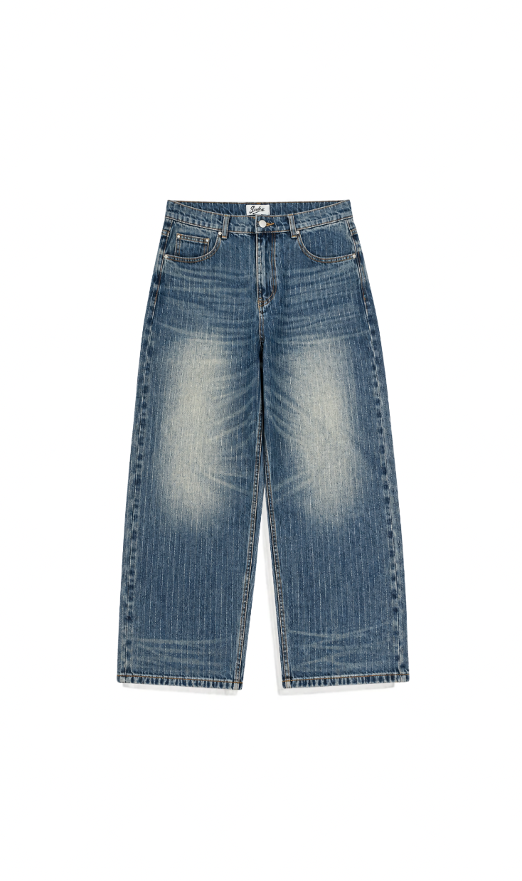 Pinstripe Denim Jeans